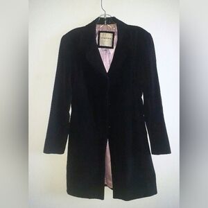 Black designer raincoat with pink lining, size S